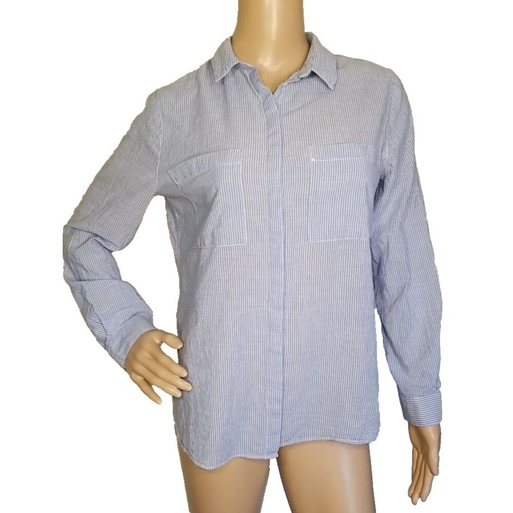 Boden Long Sleeve Button blue/white stripe Shirt Womens size US 4 (UK 8)